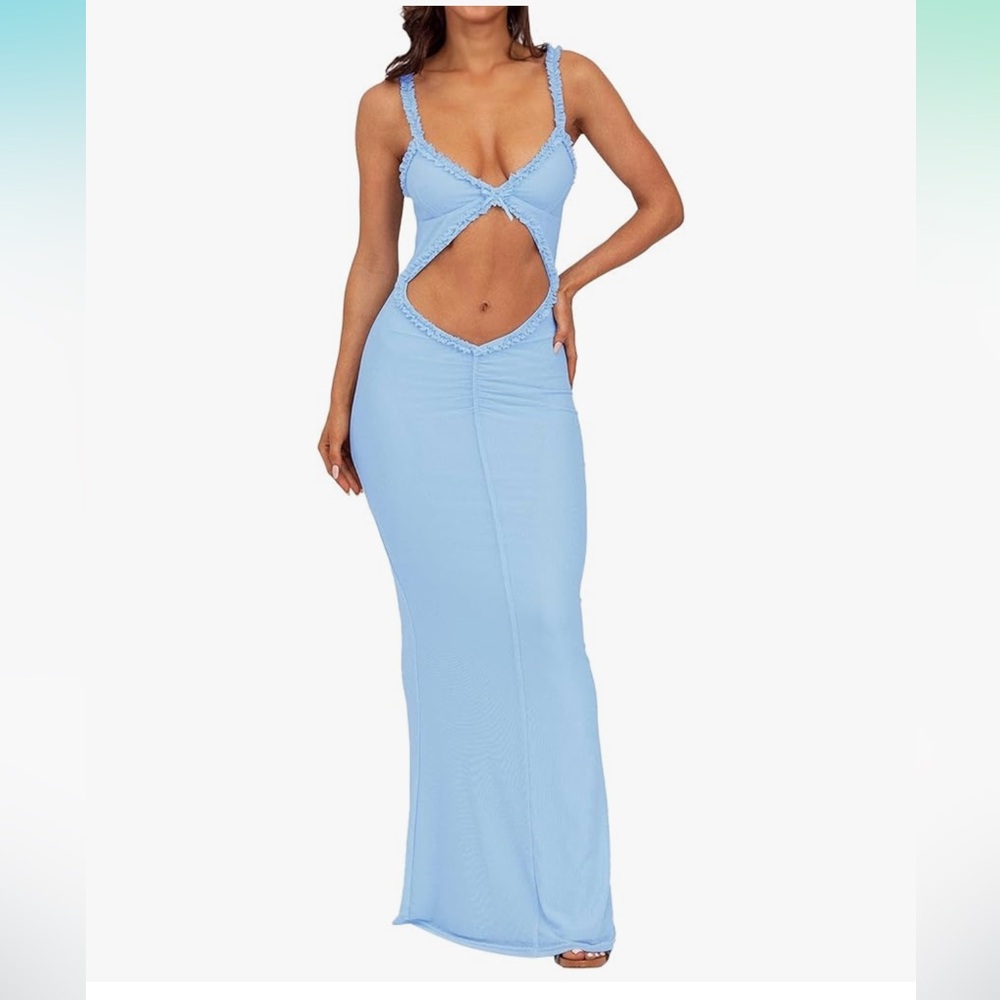 Light Blue Cutout Maxi Dress